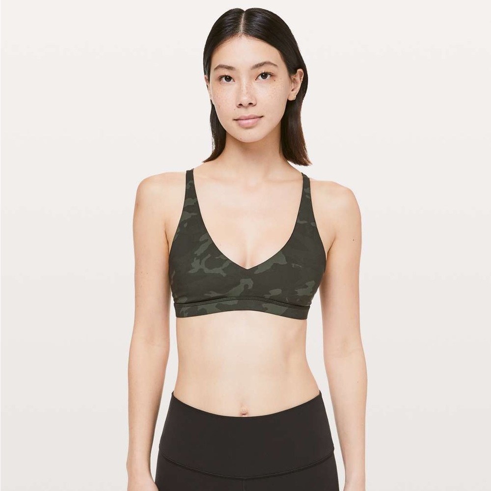 Lululemon Freely Flexed Strappy Incognito Camo
Multi Gator Green Sports Bra